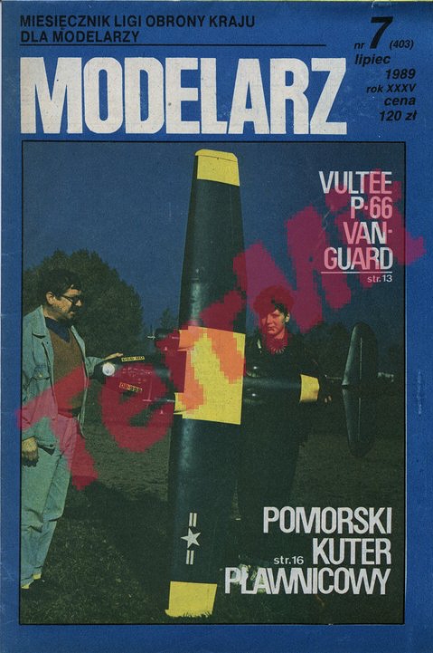 &quot;MODELARZ&quot; nr 7 (403) z 1989 r, a w nim POMORSKI KUTER PŁAWNICOWY