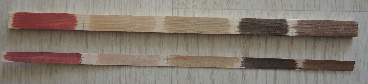 c15.jpg (78.66 KiB) Przejrzano 10565 razy Odcienie bejcy od lewej: mahoń, buk, sosna, orzech, dąb